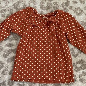 Girls burnt orange polka dot gauze blouse - fits 5+